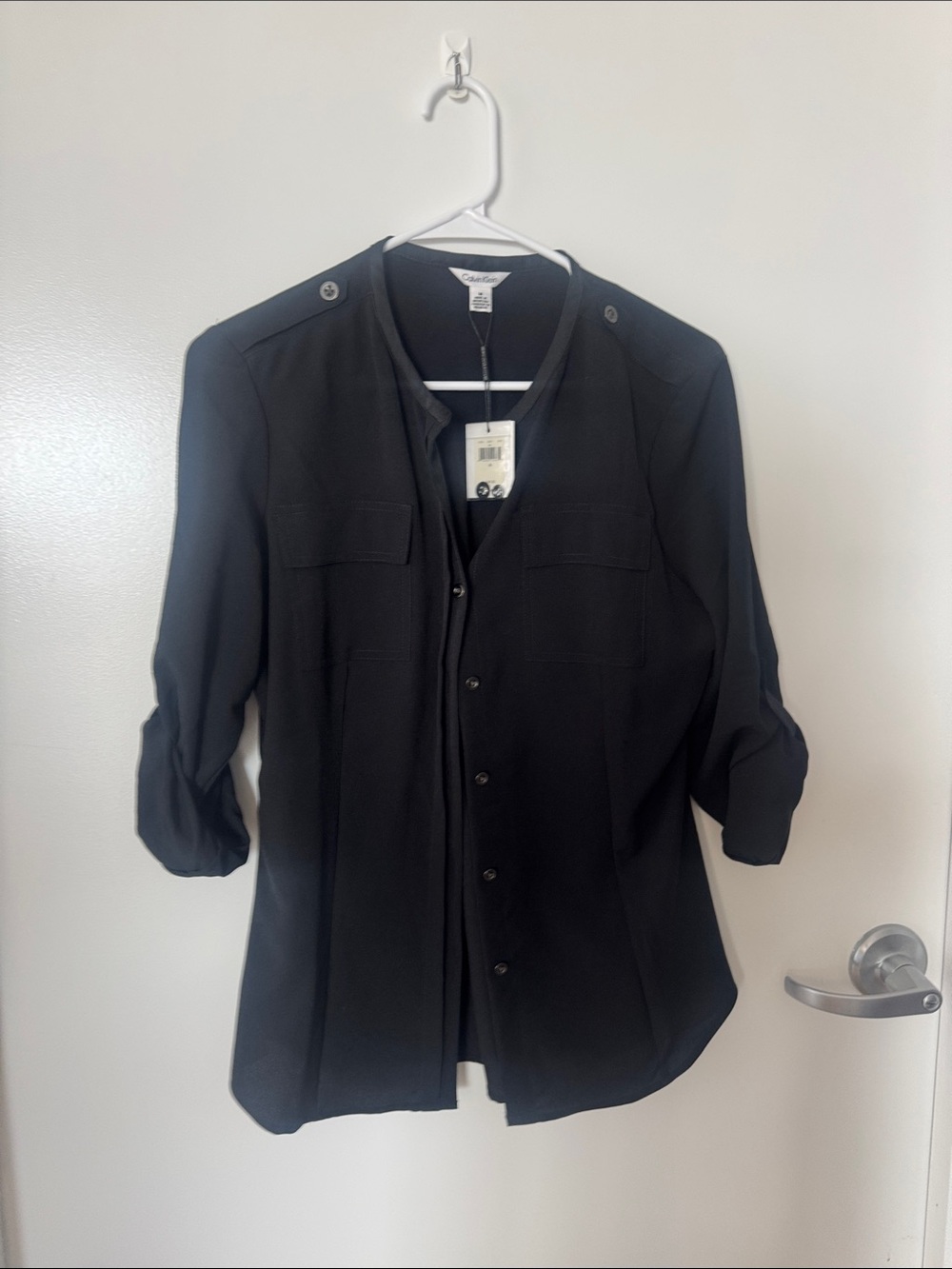Calvin Klein Black Button-Front Women's Blouse